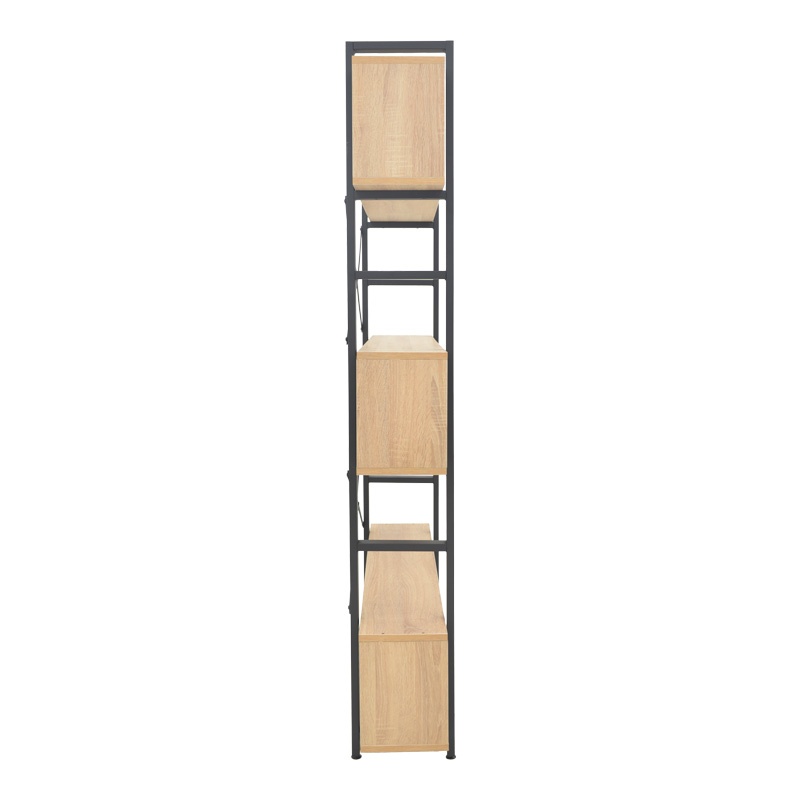 Biblioteca Fifer, Pako World, Stejar-Negru, 120x28x185 cm - 2 | YEO