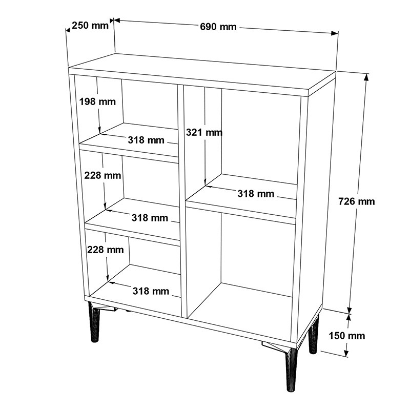 Biblioteca joasa Neville culoare sonoma 69x25x87.6cm