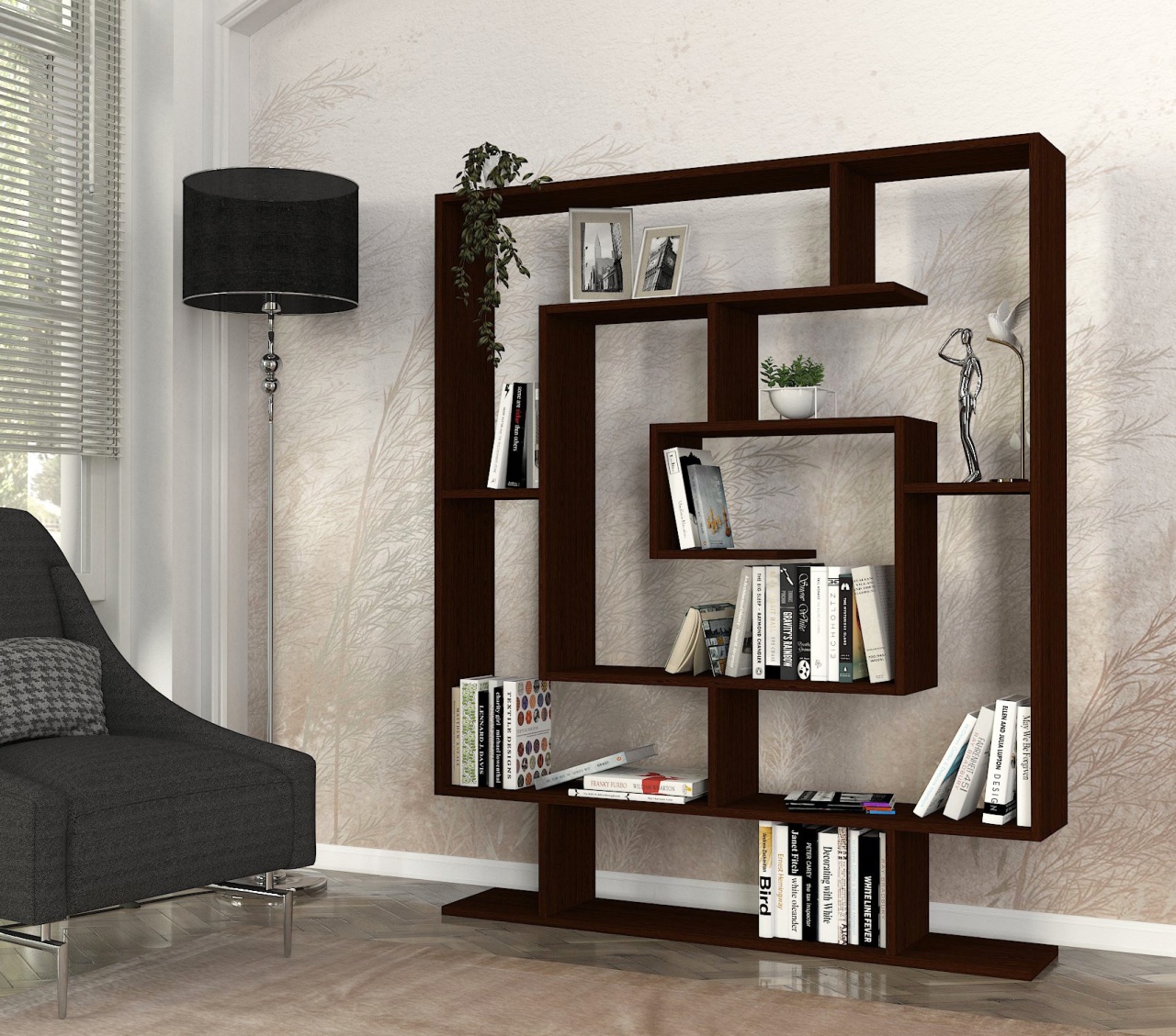 Biblioteca Sarmasik Wenge 124.8x149.4x22 cm - 1 | YEO