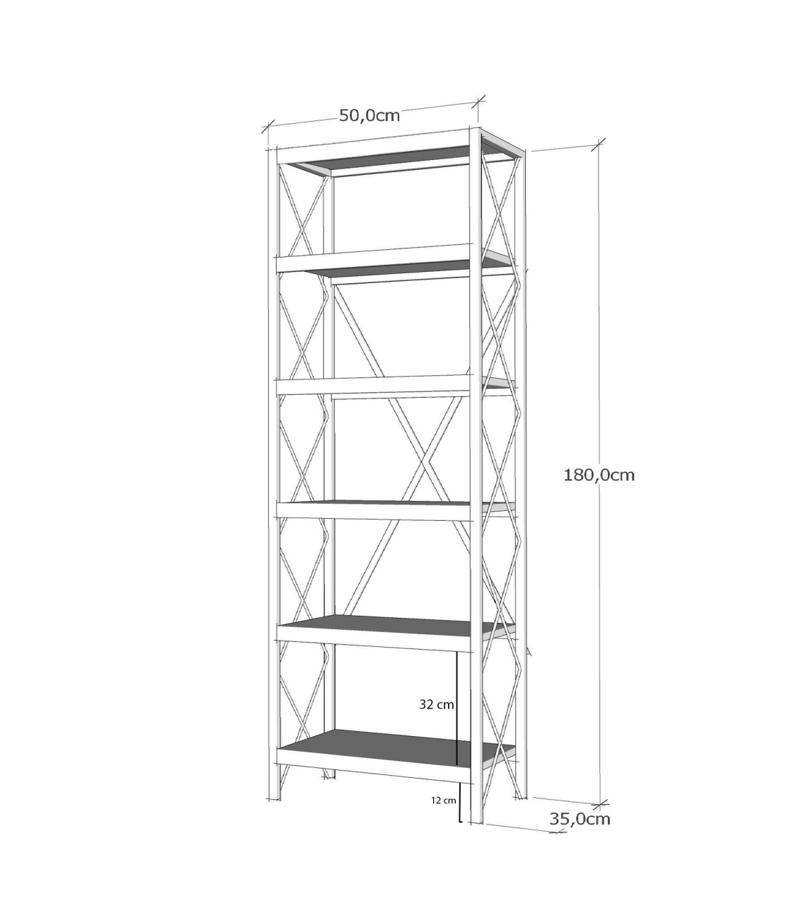 Bibliotecă Suadiye Natural 50x180x30 cm - 2 | YEO