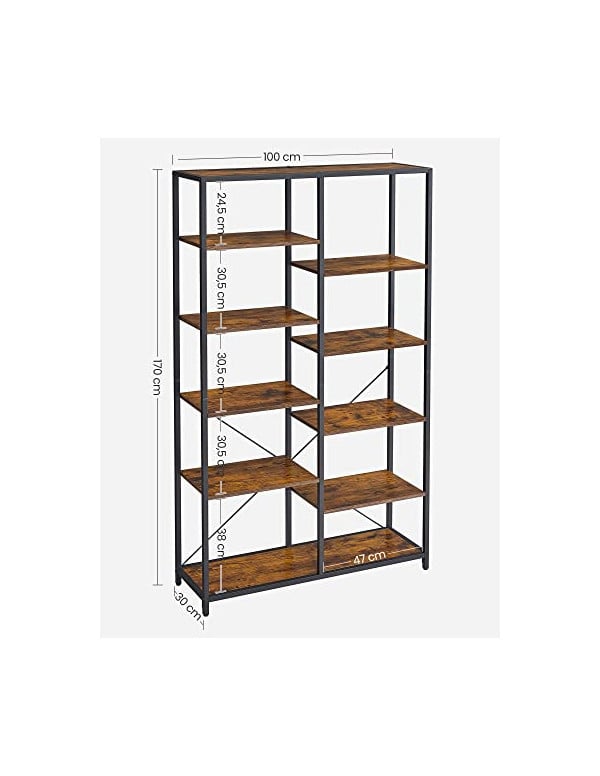 Biblioteca, Vasagle, Maro Rustic, LLS155B01, 30 x 100 x 170 cm - 3 | YEO