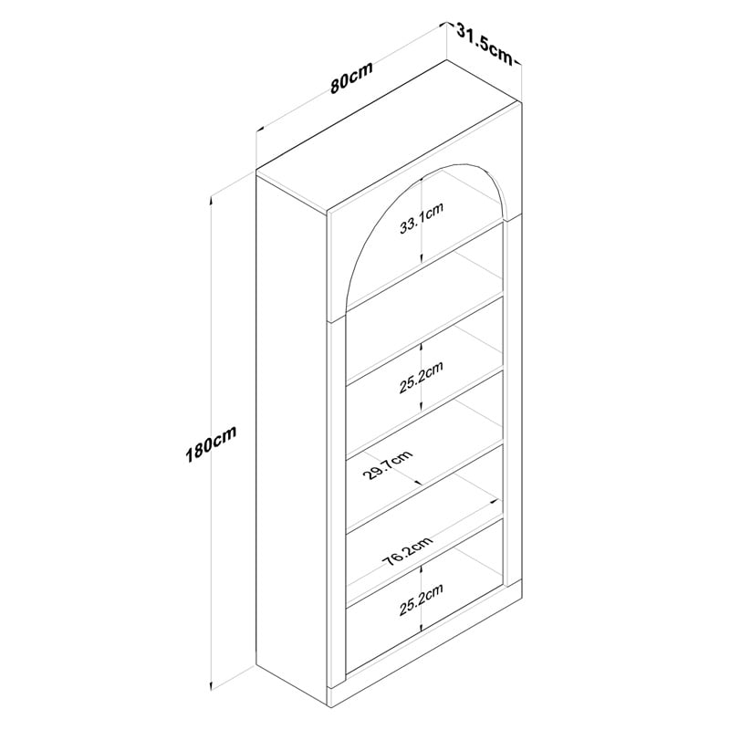 Biblioteca Zoel Pako World Alb 80x31.5x180 cm