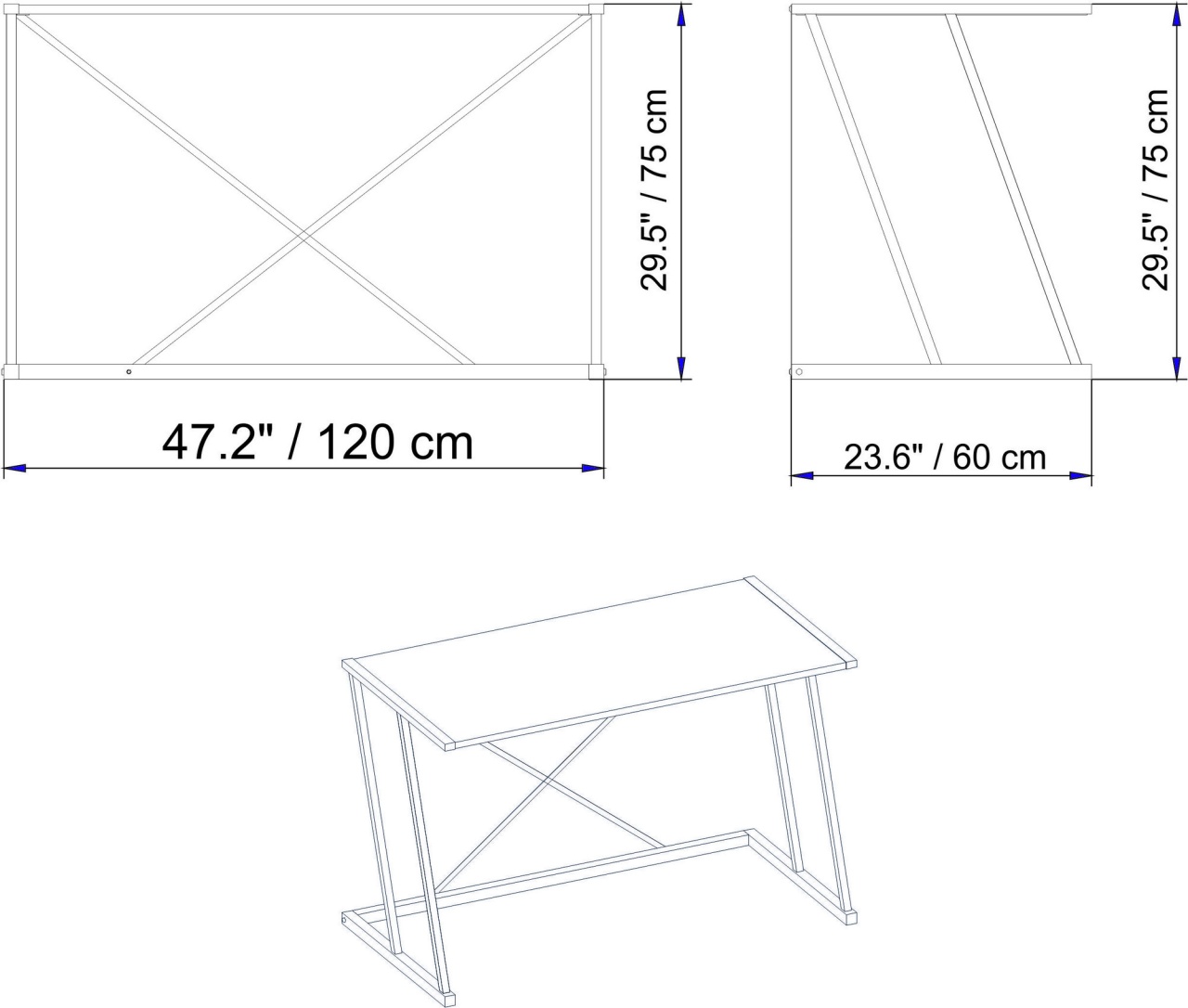 Birou Anemon Alb 120x75x60 cm - 4 | YEO