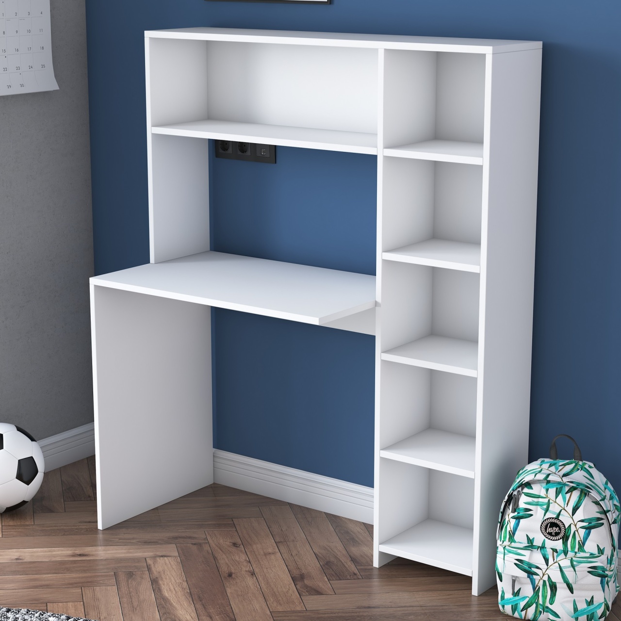 Birou cu biblioteca HA104 Alb 113.2x141.8x40 cm - 2 | YEO