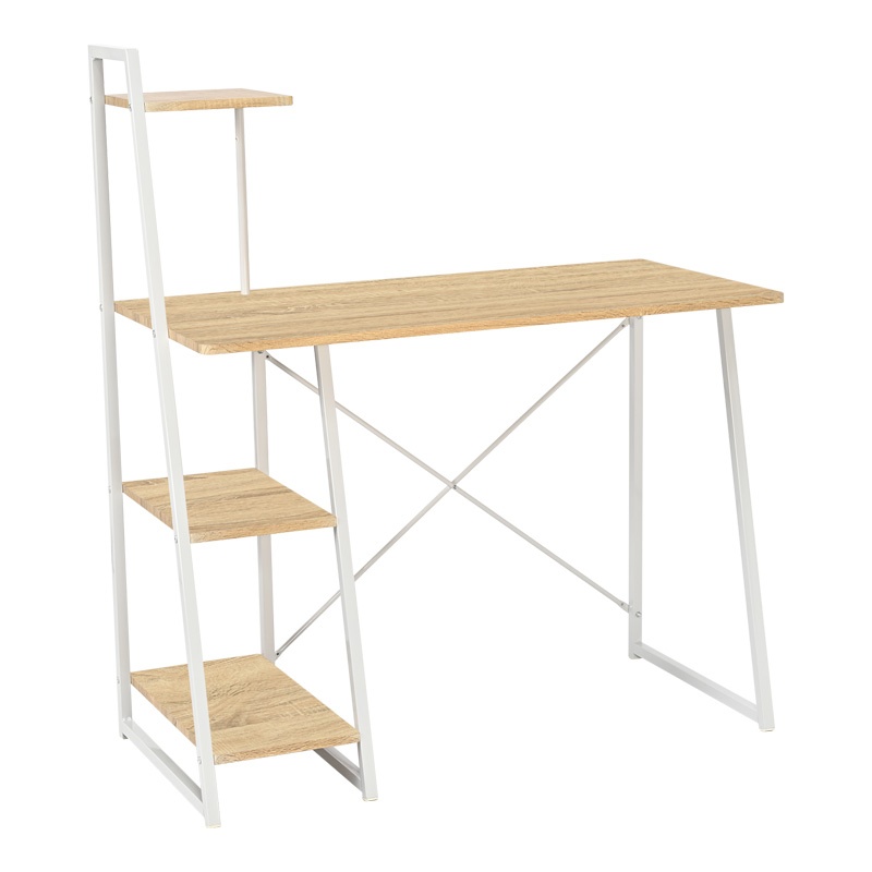 Birou cu rafturi Deckstor, Pako World, Alb, 102x50x117 cm