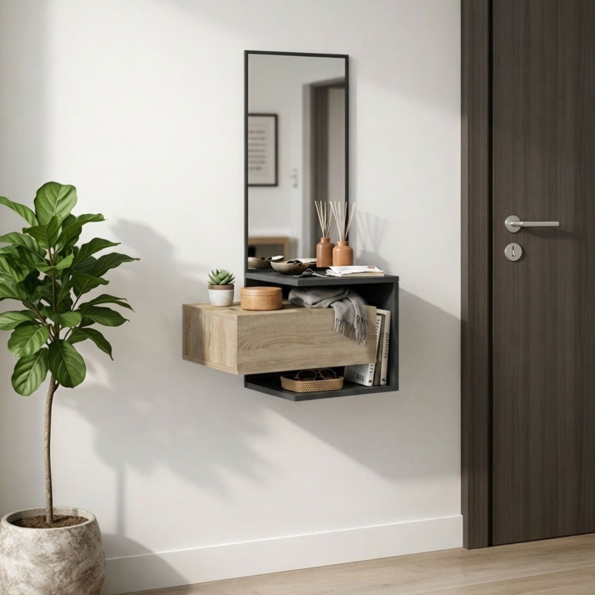 Bufet suspendat, Kendi, Pako, Antracit 49.1x31.3x90 cm
