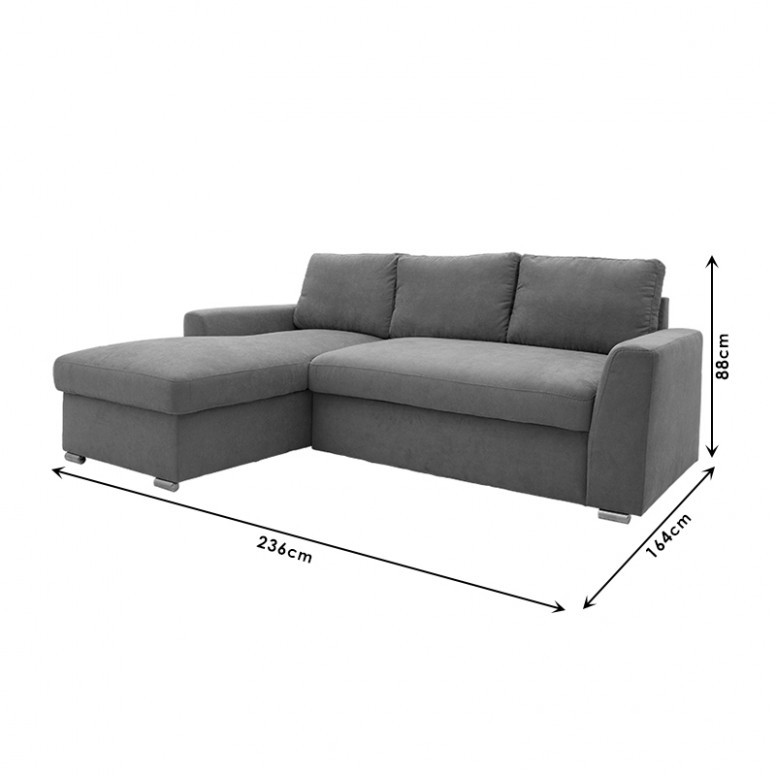 Coltar Dreapta Belle Antracit 236x164x88 cm