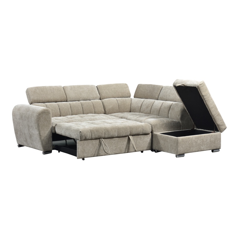 Coltar stanga extensibil cu depozitare, Nuvora, Pako, Bej 244x225x79 cm - 4