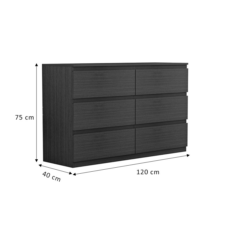 Comoda Cindy 6 sertare wenge 120x40x75cm - 4 | YEO