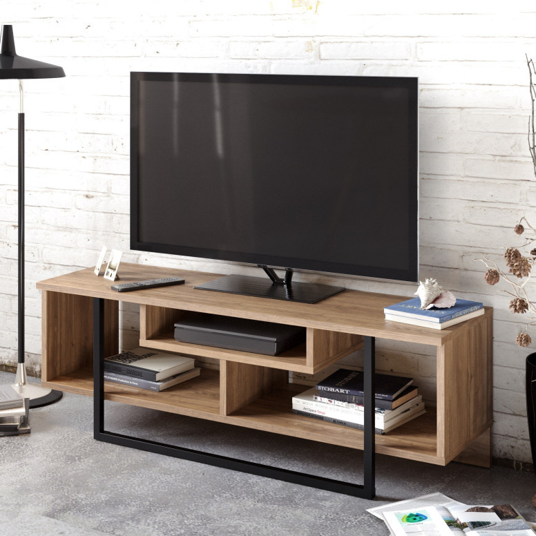 Comoda TV Asal (120) - Walnut, Negru