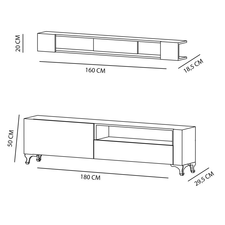 Comoda TV Kar - Alb - 4 | YEO