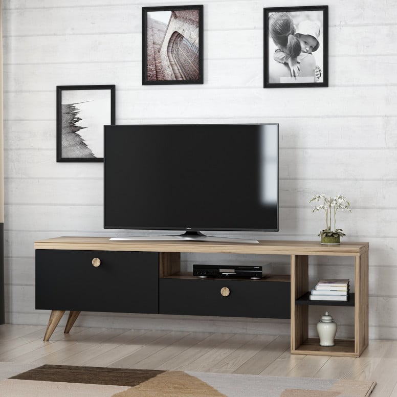 Comoda TV Parion Negru-Oak - 1 | YEO