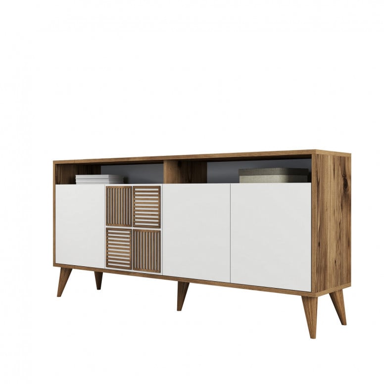 Consola Milan 160 - Walnut, Alb - 5 | YEO