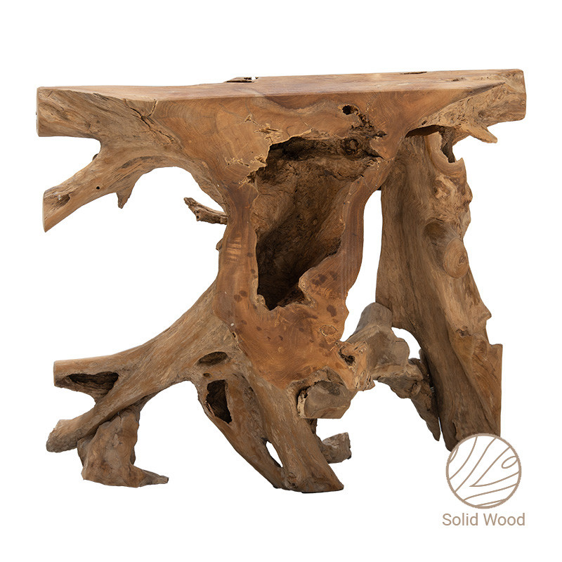 Consola Root radacina lemn de tec lucrat manual culoare lemn natural 100x40x80cm