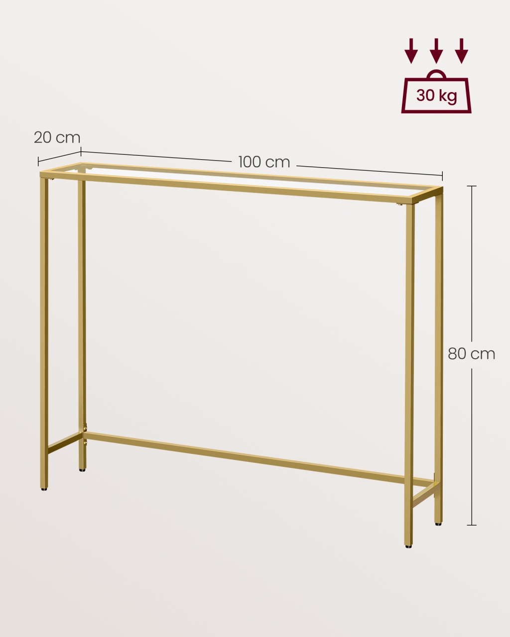 Consola Vasagle Auriu 100.5x20x80 cm