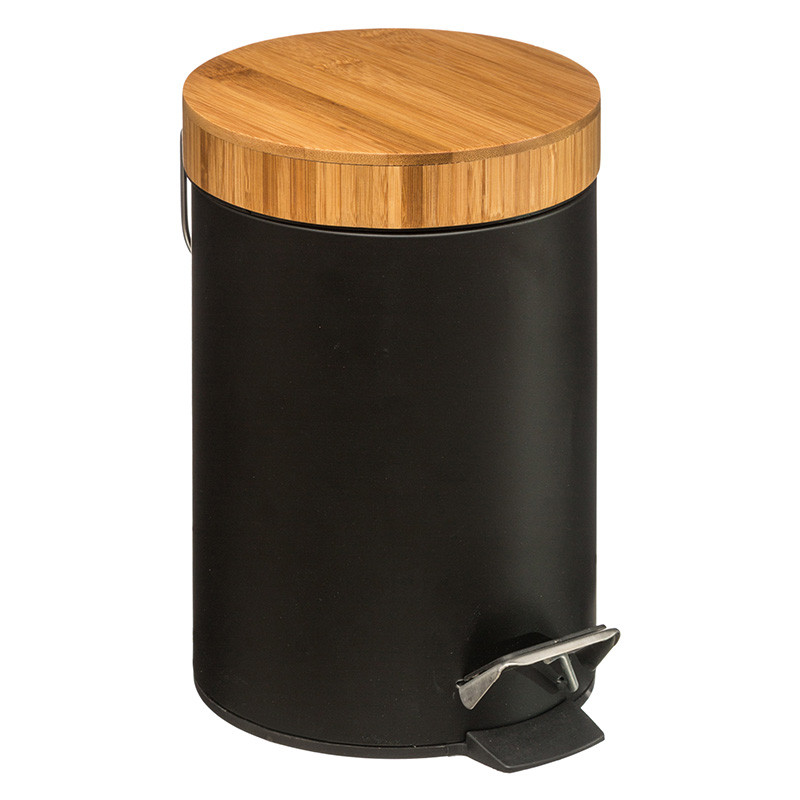 Cos de gunoi Dustbin 3L metal - plastic negru - stejar