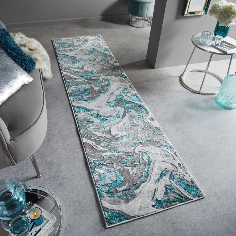 Covor traversă Marbled VERDE SMARALD 60X230 cm, Flair Rugs