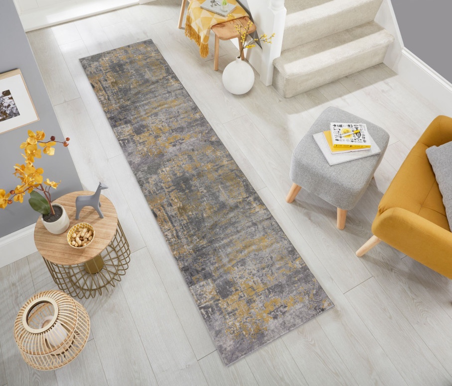 Covor traversă Wonderlust Gri/Galben Ochre 80X300 cm, Flair Rugs