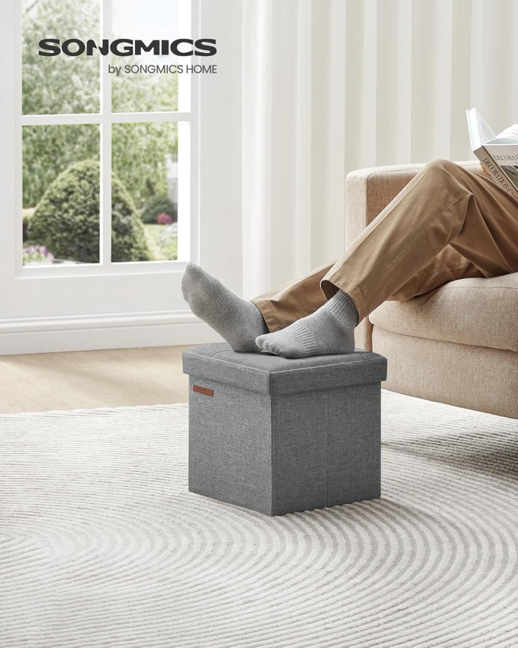 Cufar depozitare Ottoman Gri Songmics 30x30x30 cm - 1 | YEO