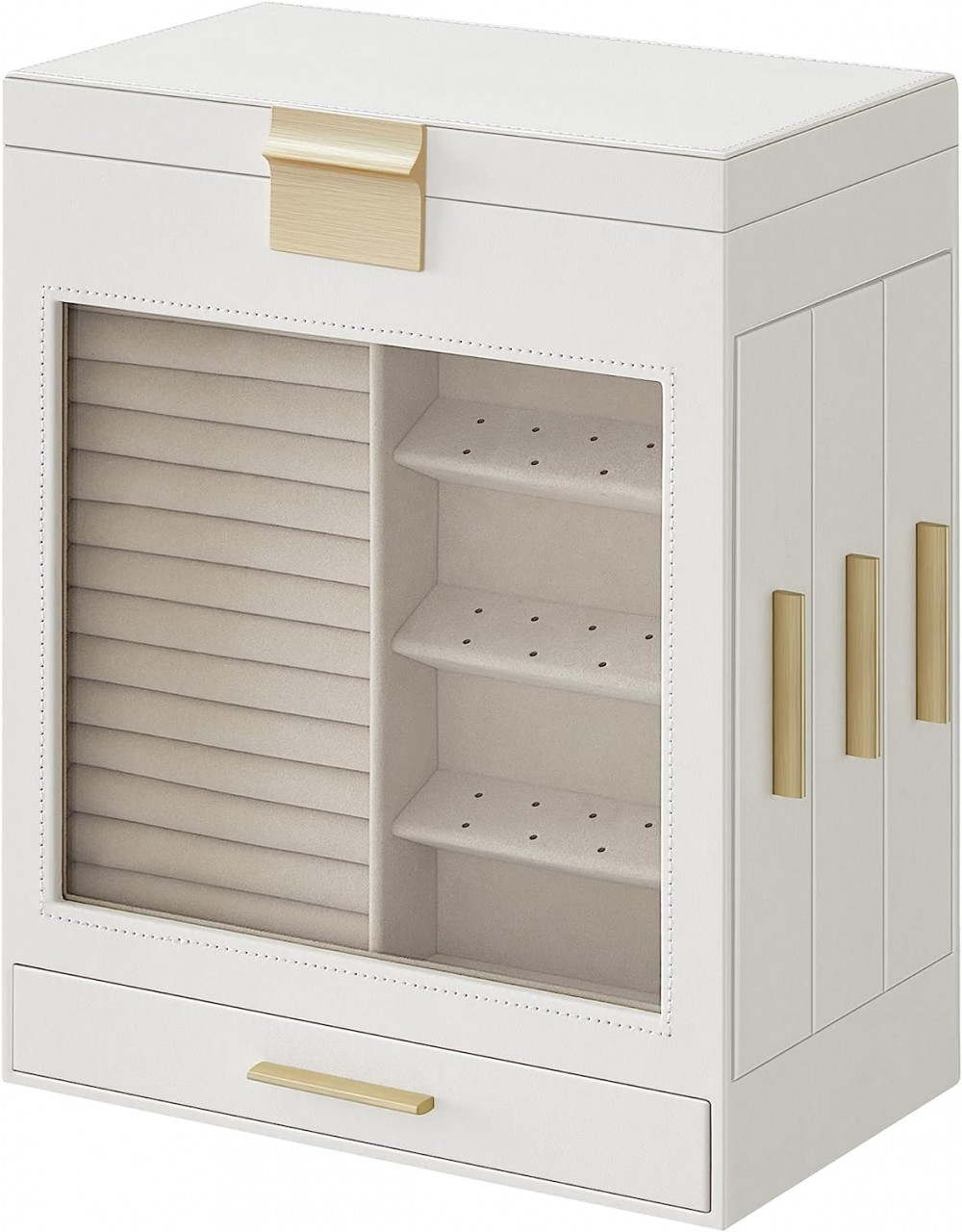 Cutie bijuterii, Songmics, Alb-Auriu, 27x16.5x32 cm - 1 | YEO