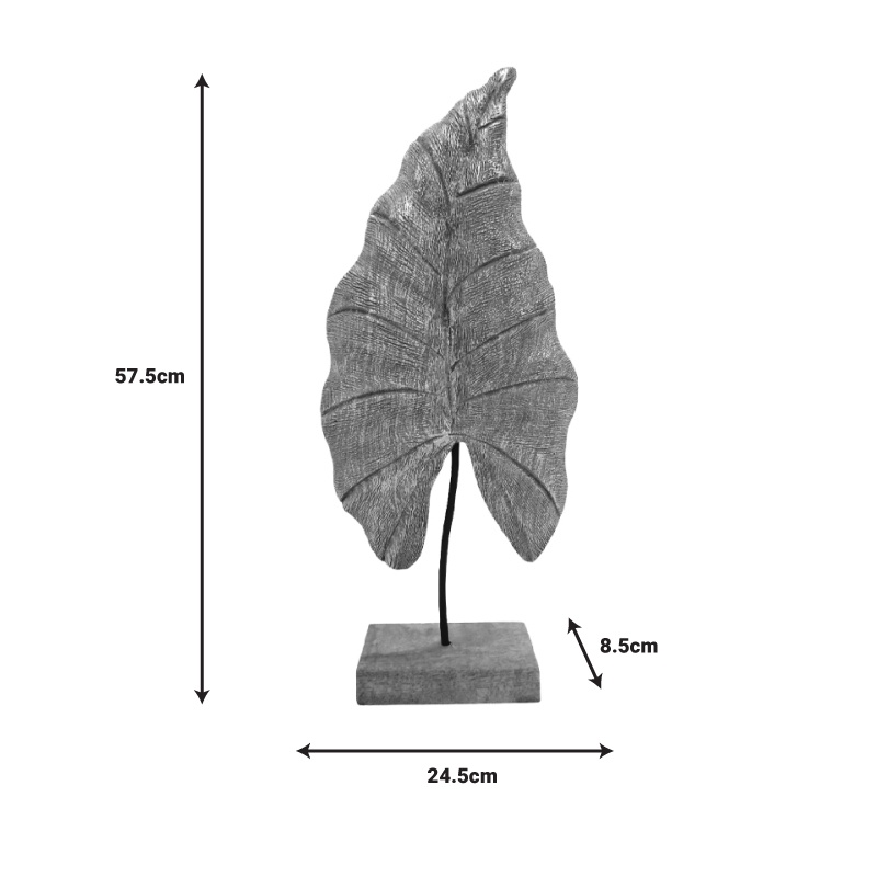 Decoratiune de masa Thelx frunza aurie din lemn de mango si fier 24.5x8.5x57.5 cm - 2 | YEO