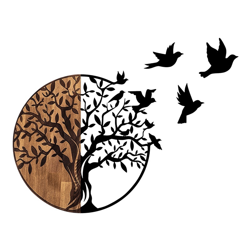 Decoratiune de perete Benanje Pako World, Lemn de pin, Natural, 92x3x71 cm
