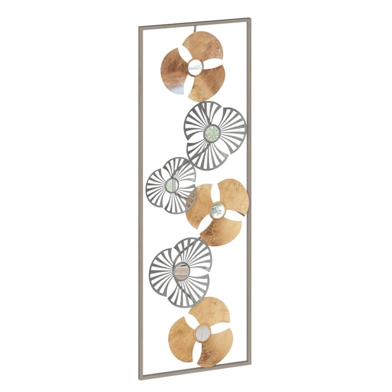 Decoratiune de perete Blomma metal auriu antic 31x3.5x90 cm