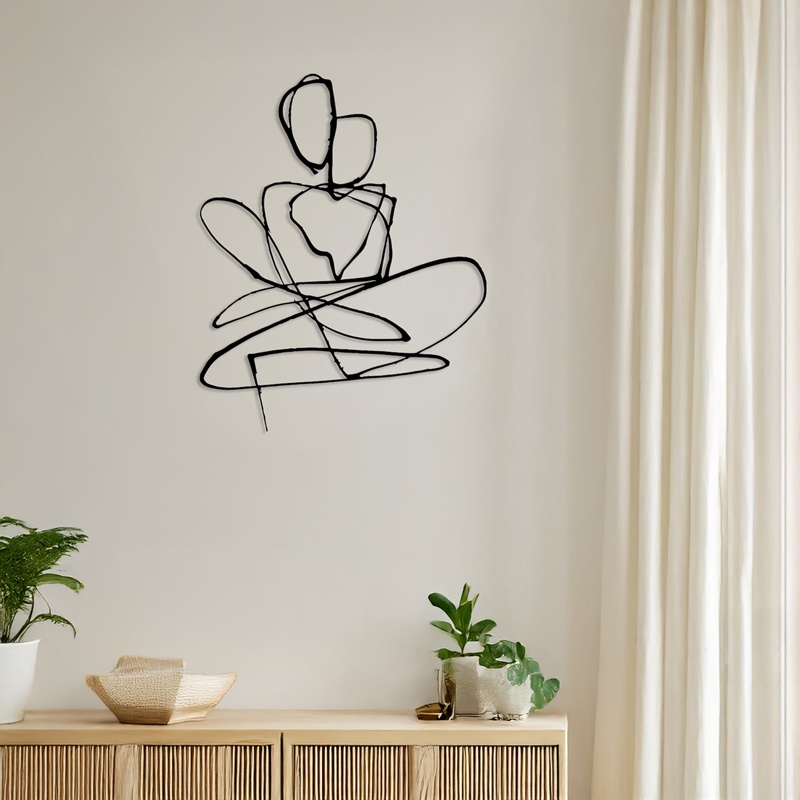 Decoratiune de perete din metal, Emensa, Negru, 0.2x40x50 cm
