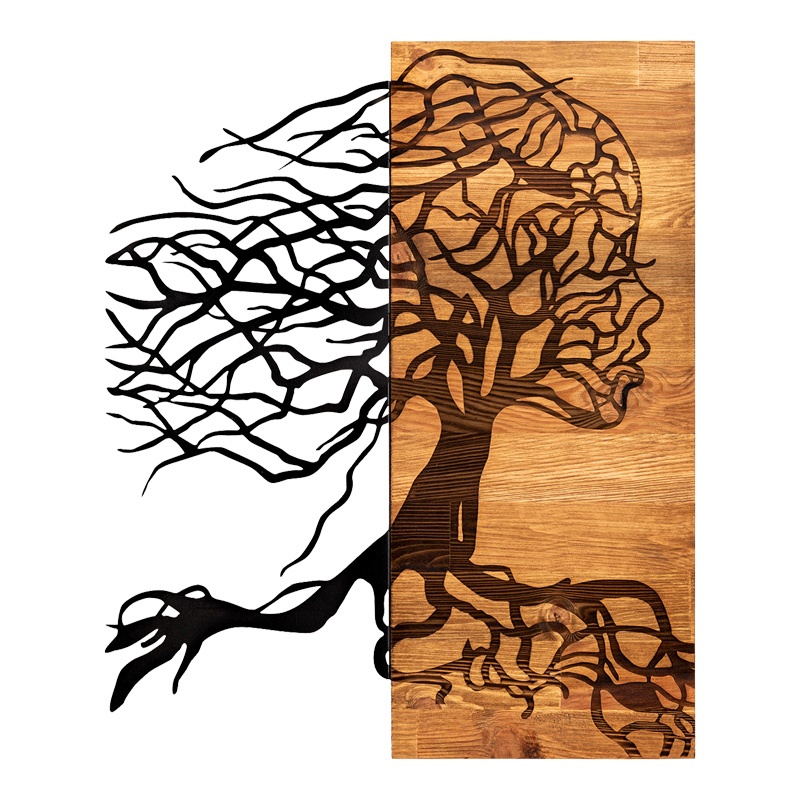 Decoratiune de perete Lifel, Pako World, Lemn de pin, Natural, 47x3x58 cm