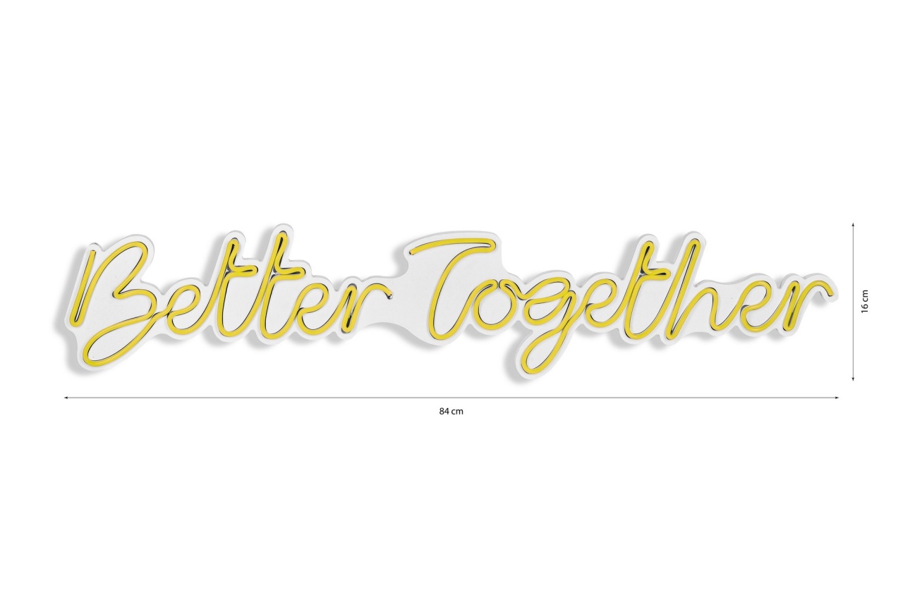 Decoratiune luminoasa LED de perete Better Together Galben 84x16x2 cm