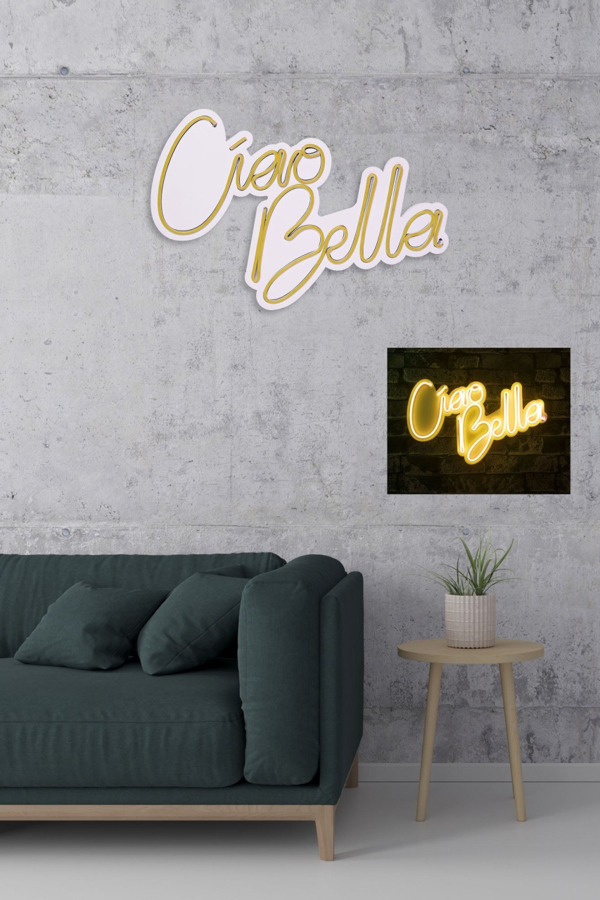 Decoratiune luminoasa LED de perete Ciao Bella Galben 32x45x2 cm - 3 | YEO