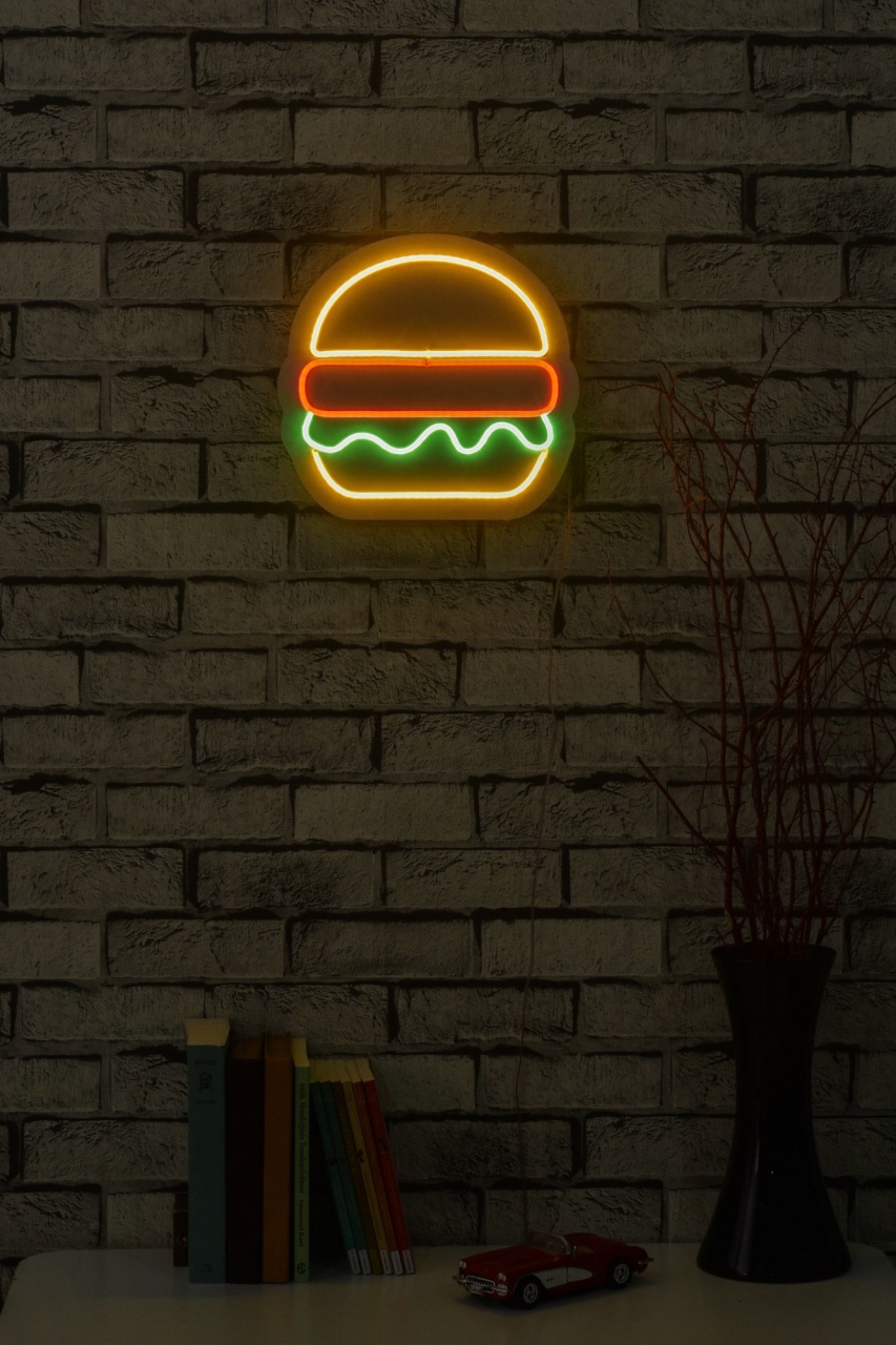 Decoratiune luminoasa LED de perete Hamburger Multicolor 28x27x2 cm - 2 | YEO