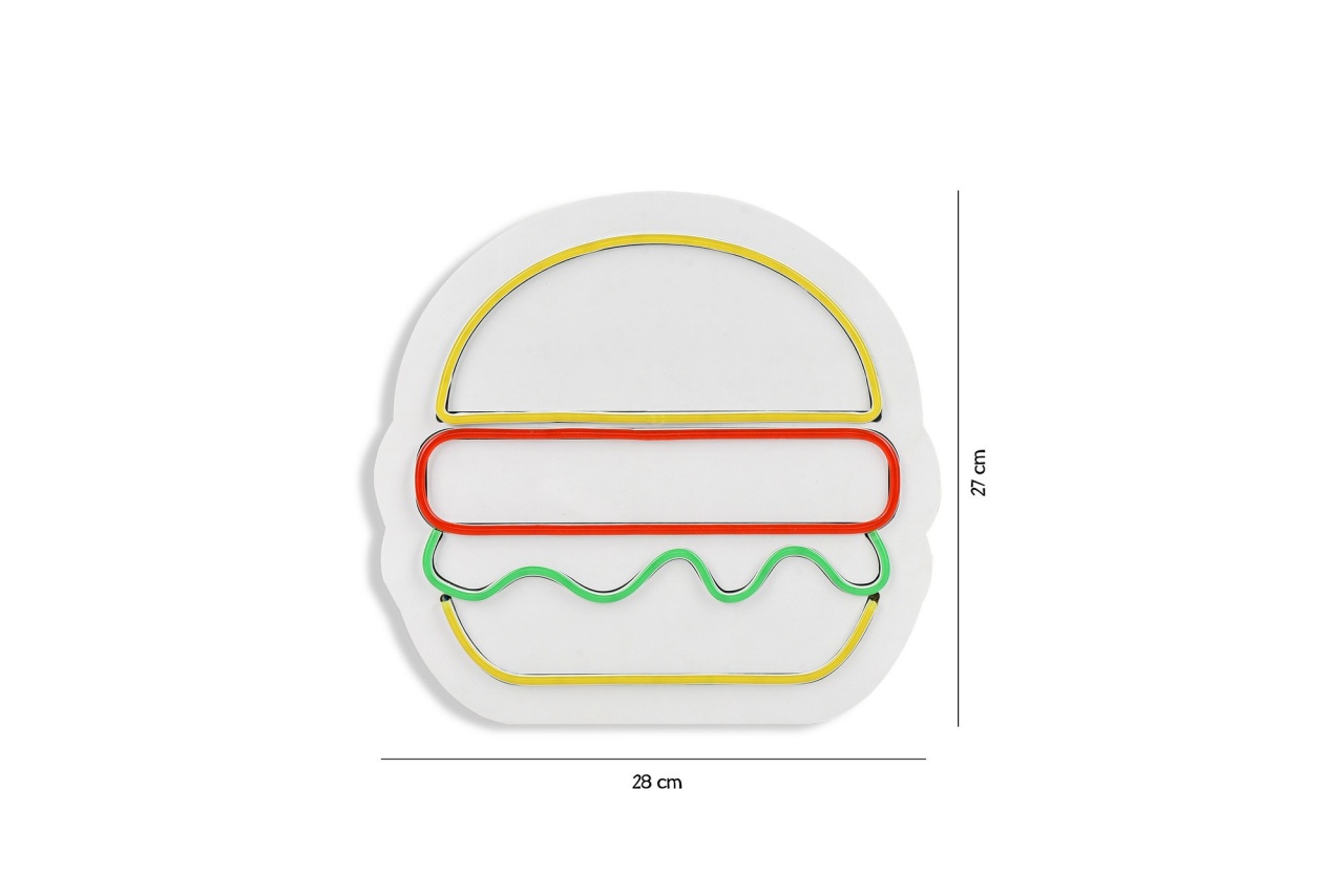 Decoratiune luminoasa LED de perete Hamburger Multicolor 28x27x2 cm