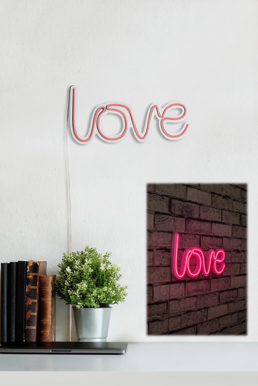 Decoratiune luminoasa LED de perete Love Roz 37x19x2 cm - 2 | YEO