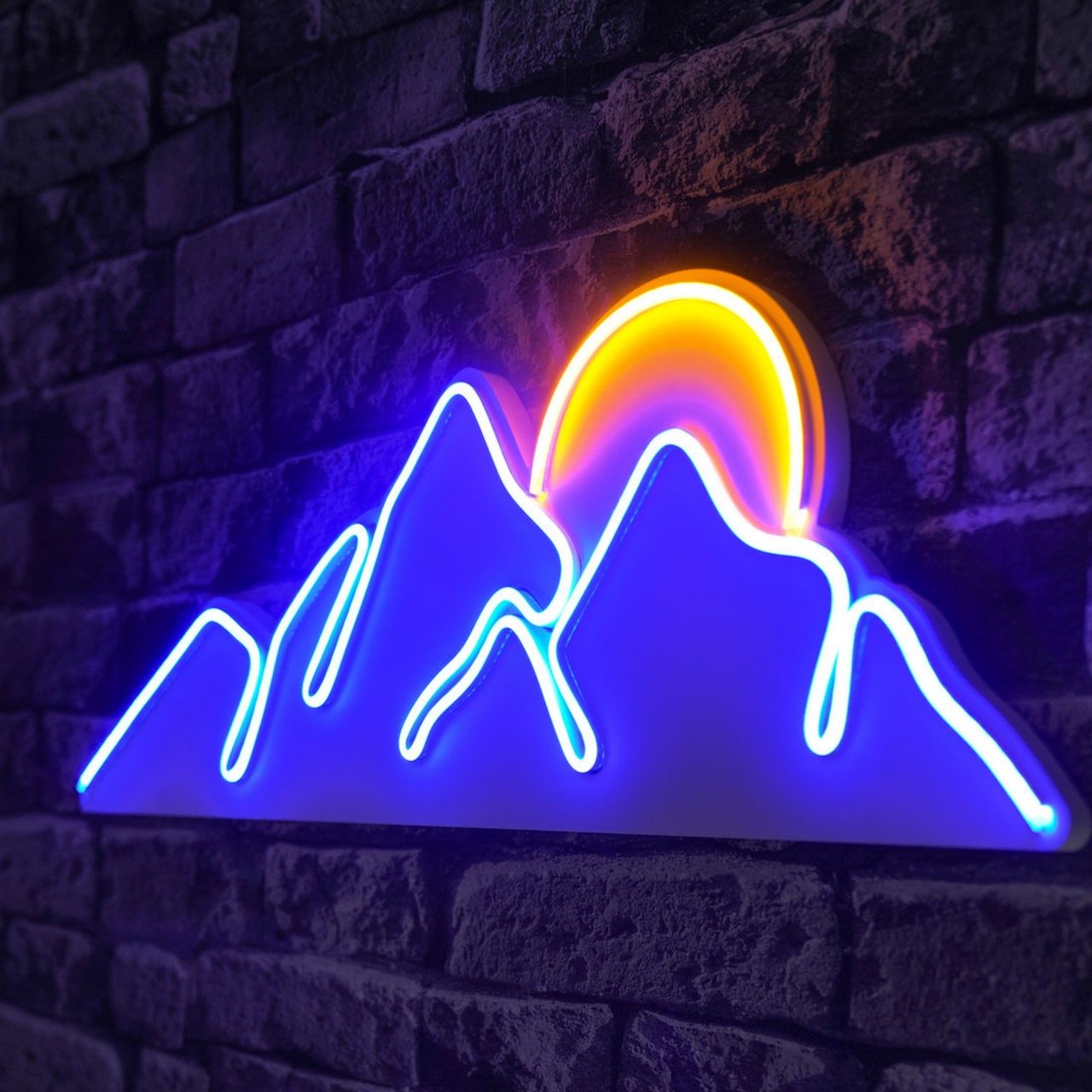 Decoratiune luminoasa LED de perete Mountain Albastru 21x62x2 cm