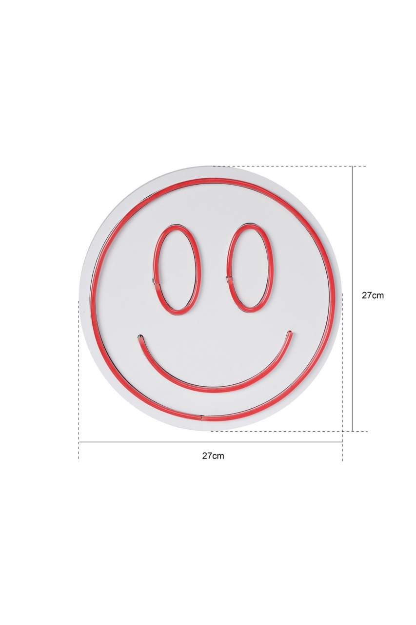 Decoratiune luminoasa LED de perete Smiley Albastru 27 cm