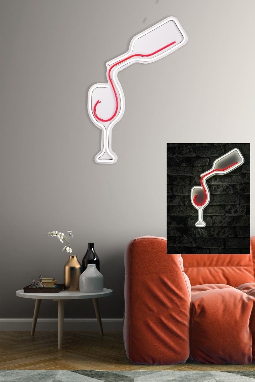 Decoratiune luminoasa LED de perete Wine Alb 35x45x3 cm - 3 | YEO