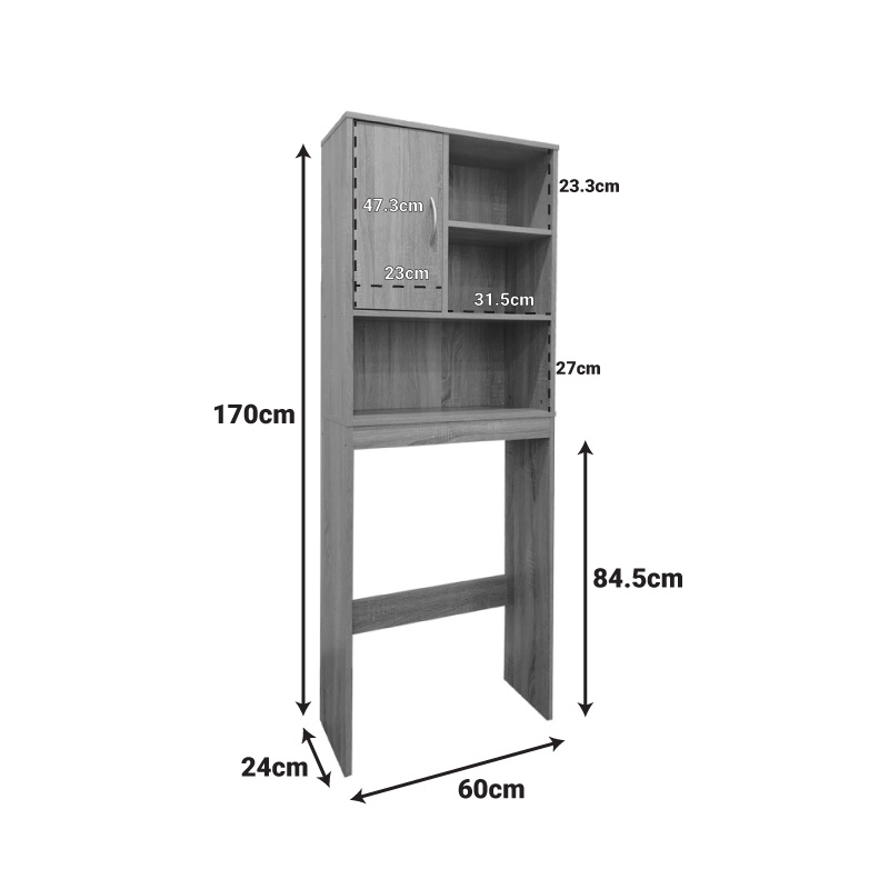 Dulap baie masina de spalat Tazien Alb 60x24x168.5 cm
