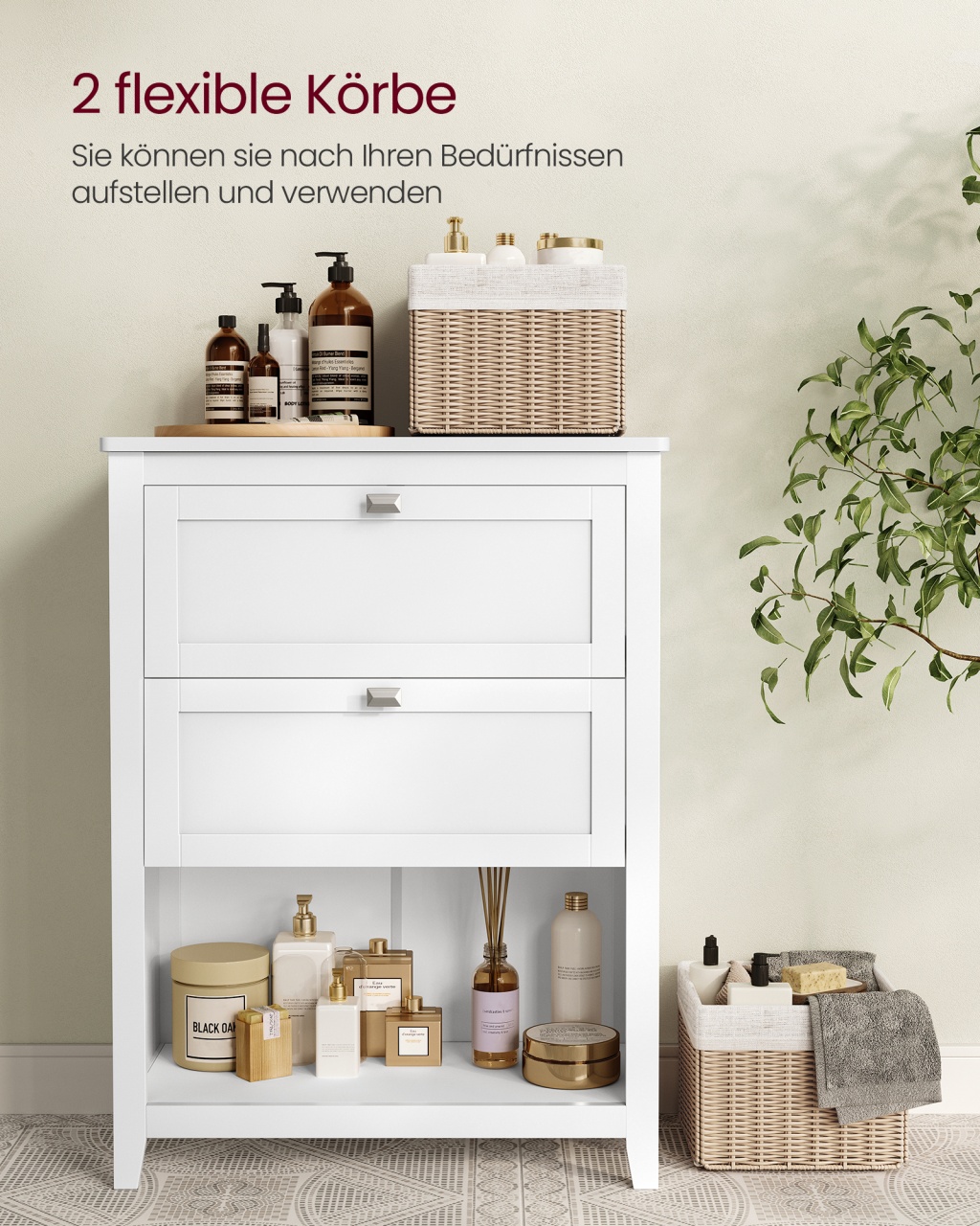 Dulap baie Vasagle, BBC545W02, Alb, 30 x 60 x 80 cm - 2 | YEO