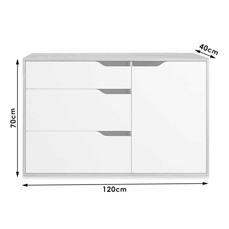 Dulap cu Sertare Symmetry Alb 120x40x70 cm