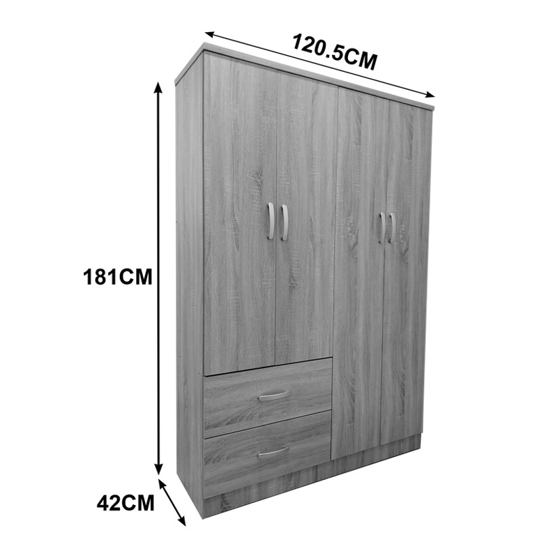 Dulap haine cu 4 usi si sertare Lego Alb Maro 120.5x42x181 cm - 5