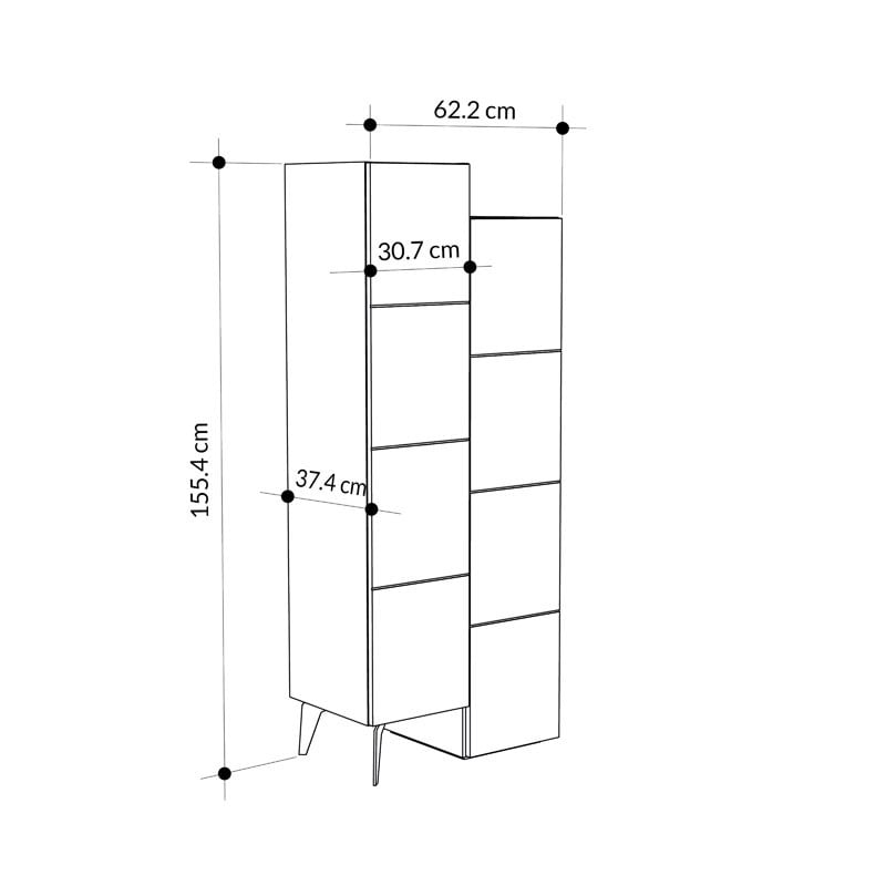 Dulap multifunctional Romane alb 62.2x37.4x155.4cm - 4 | YEO