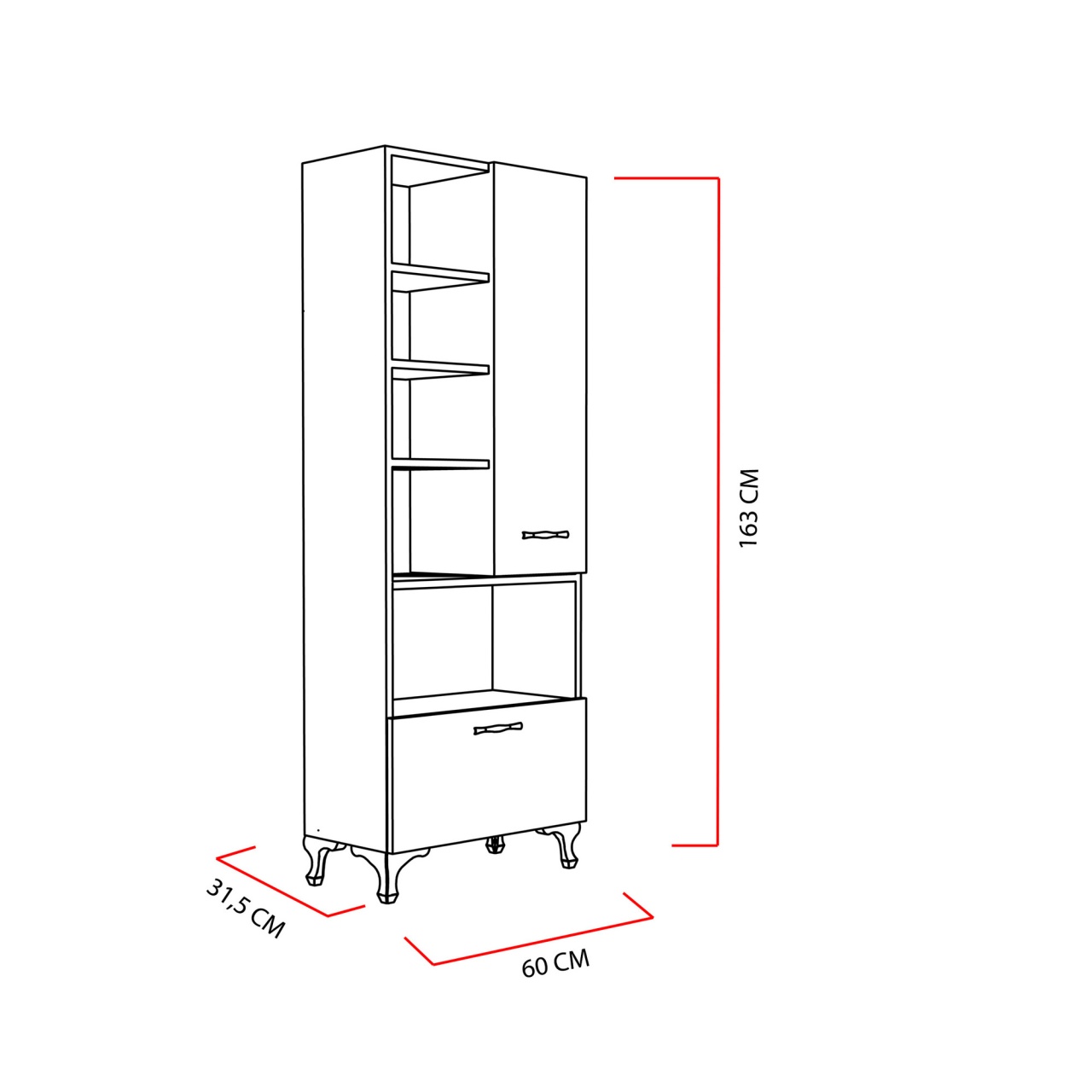 Dulap multifuncțional Sezen Alb 60x31.5x163.6 cm