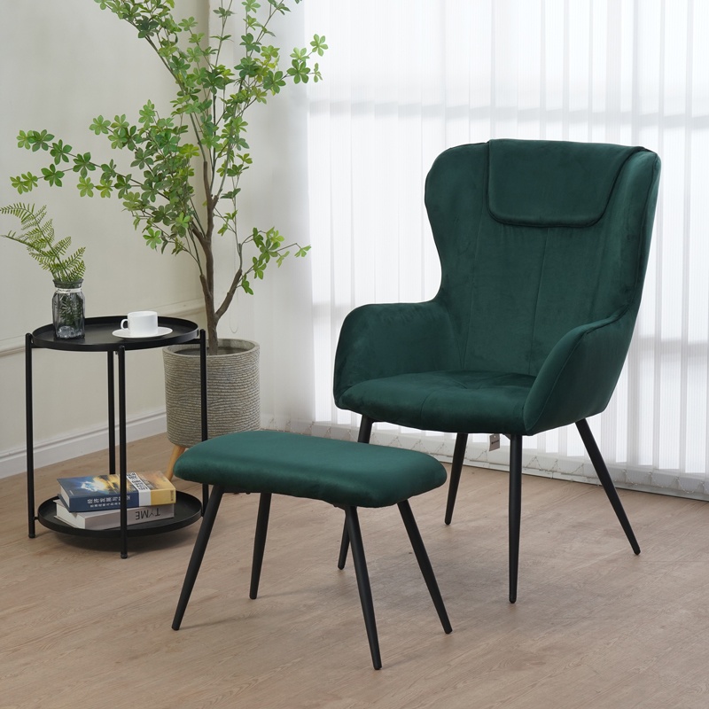 Fotoliu cu taburet Rueda, Pako World, Verde inchis, 71x66x99 cm - 1 | YEO