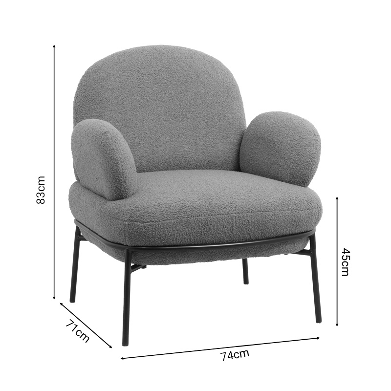 Fotoliu Jaycob boucle maro cu picior metalic negru 74x71x83 cm