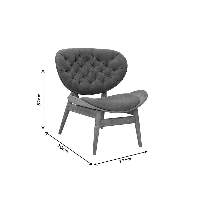 Fotoliu relaxare Udalle din lemn de nuc solid tesatura maro 77x70x40+ cm