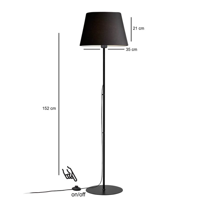 Lampadar Lumider E27 tesatura-metal negru 35x21x152 cm