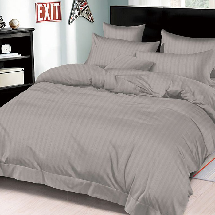 Lenjerie Damasc cu elastic 180x200 Premium Gri deschis (Finet)