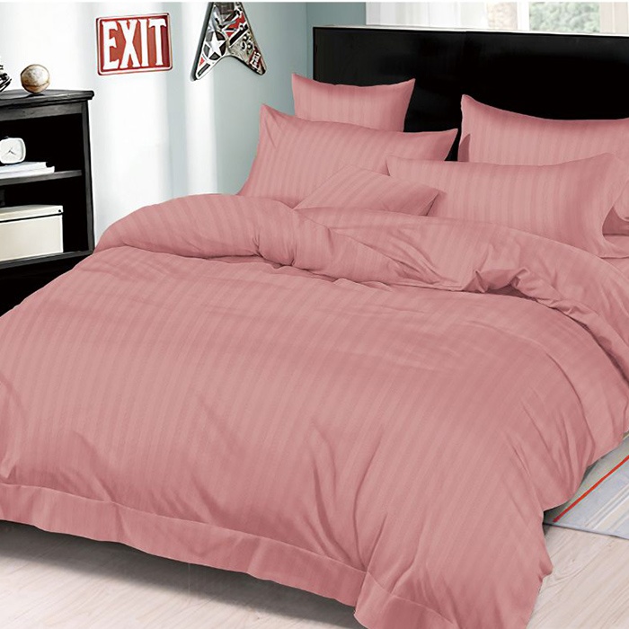 Lenjerie Damasc cu elastic 180x200 Premium Roz (Finet)