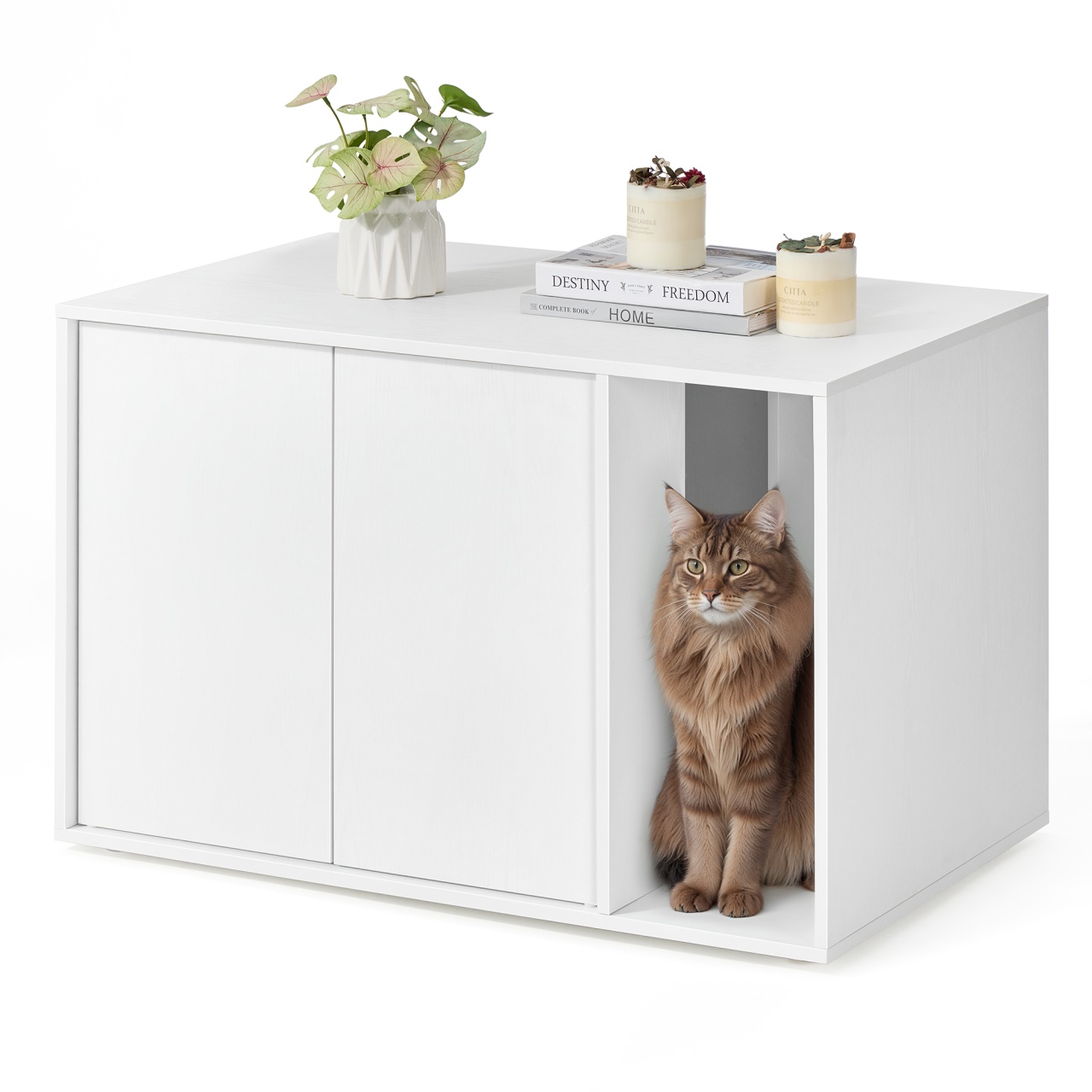 Litiera Alb Songmics 80x50x53 cm - 2 | YEO